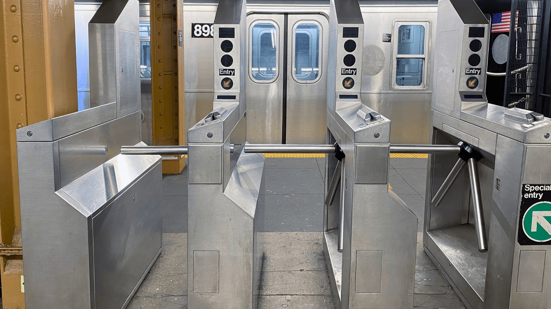 subway entry with precision fabrication metal panels